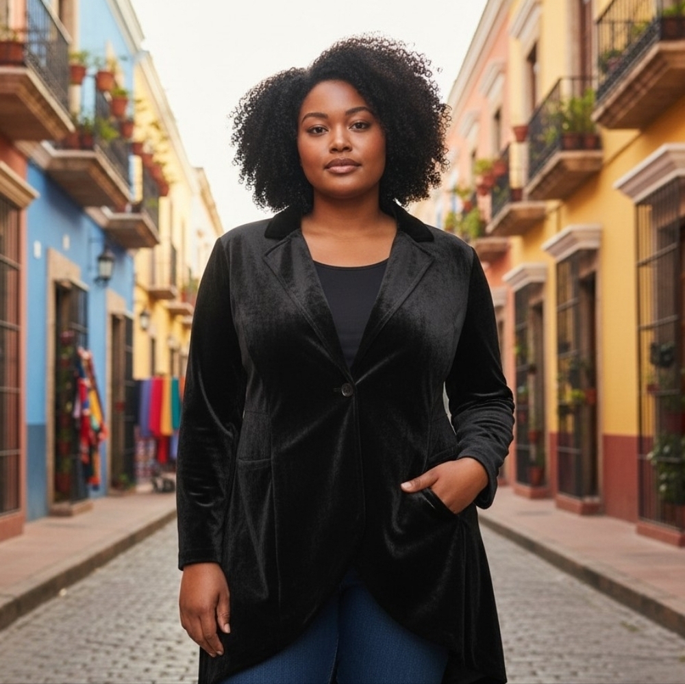 torrid Black Velvet Hi Low Coat